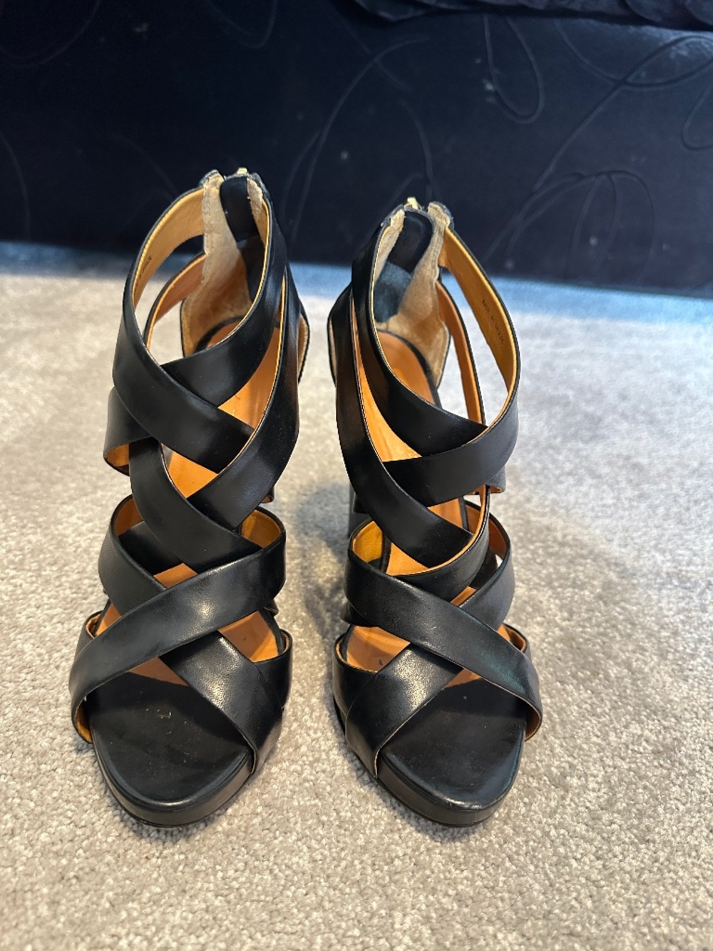 Black Pour La Victoire Strappy Wedges (Size 6, Fits Like 6.5)